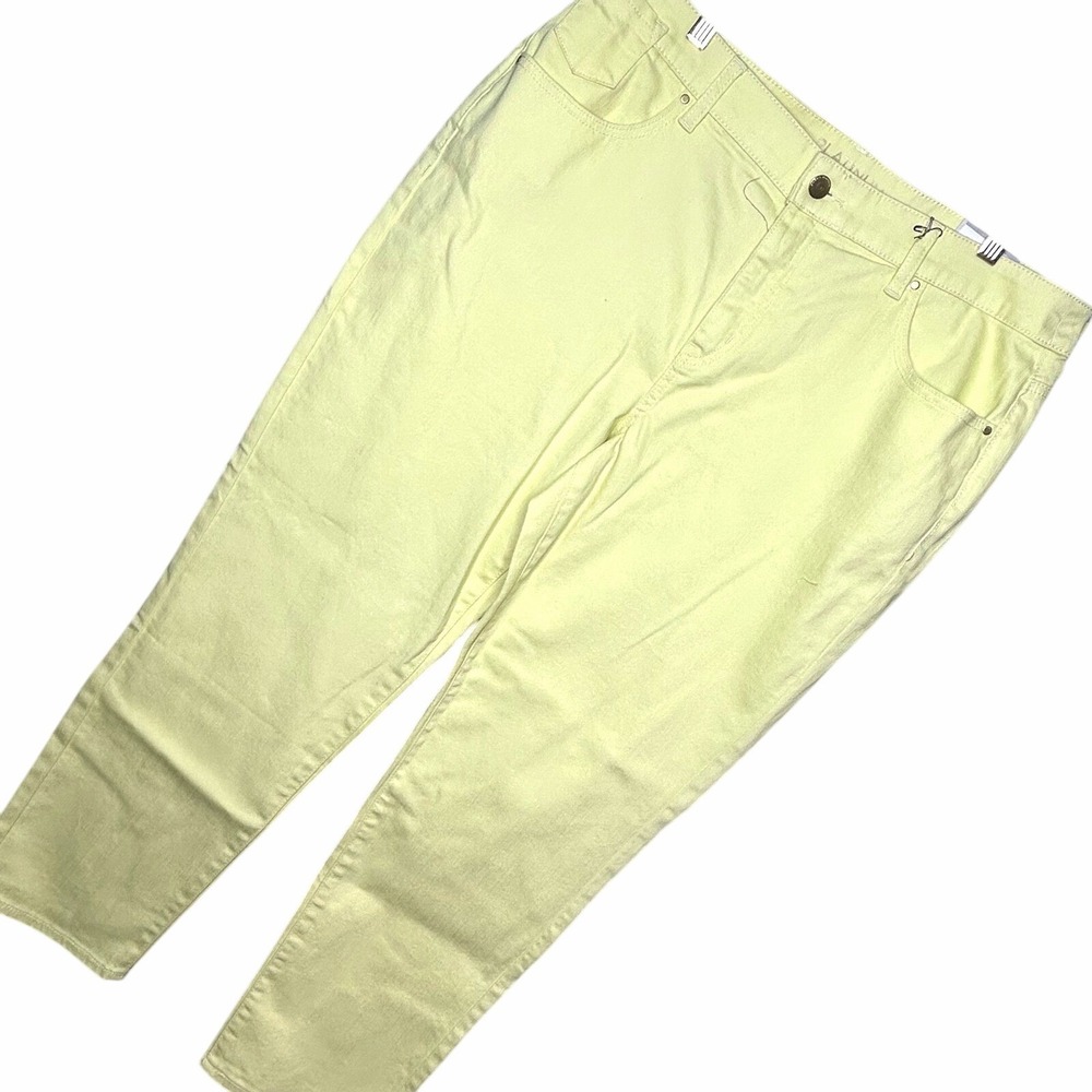 Chicos Jeans Women's Size 2.5(L 14)platinum Ankle NEW Embroidered Pockets Yellow